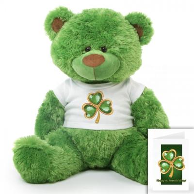 China stuffed gifts Green Plush Teddy Bear for St. Patrick's Day for sale