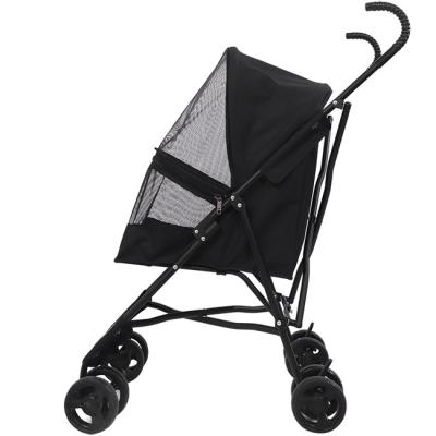 China Small Animals Stable Dog Stroller Mesh Ventilation Cats Puppy Safty Pet Carrier Crate Trolley Folding Button Pet Trolley for sale