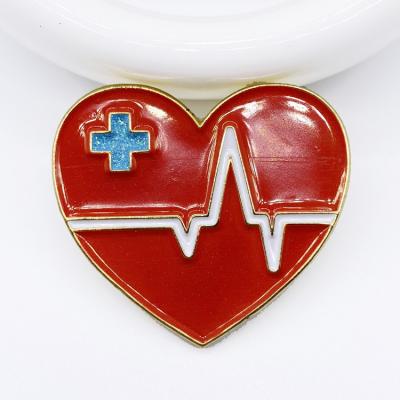 China China Heart Enamel Pin Red Nurse Medical Custom Soft Enamel Pins for sale