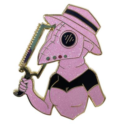 China China Rose Enamel Pin Custom Hard Enamel Pin Glitter for sale