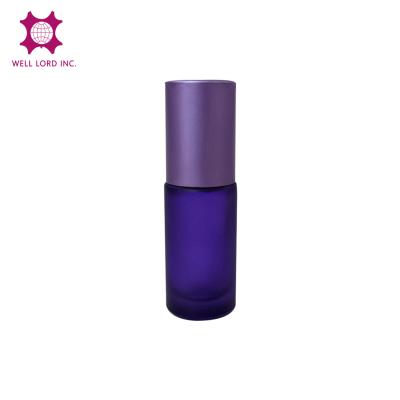 China Cosmetic Adorable Purple Color Roll On Glass Bottle 5ml Cylinder Perfume Roll On Bottle Perfume Packaging for sale