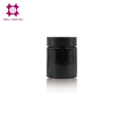 China Personal Care Must Have Empty Glass Item Cylinder Shape Jar 160ml Skin Care Matte Black Cosmetic Jars for sale