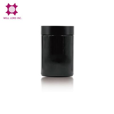 China Personal Care Best Selling Empty Solid Black Color 330ml Glass Jar With Black Lid Multi Purpose Jar for sale