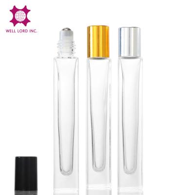 China Best Seller Cosmetic Empty 10ml Sample Size Roll On Glass Bottle Black Screw Cap For Gift Perfume Packaging for sale