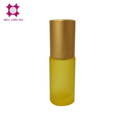 China Cosmetic Yellow Empty 5ml Roll On Glass Bottle Perfume Tester Glass Bottle Perfume Packaging for sale