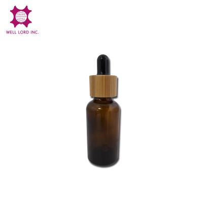 China Most Popular Glass Bottle 30ml Empty Amber Color Dropper For Skin Care Facial Serum Bamboo Dropper for sale