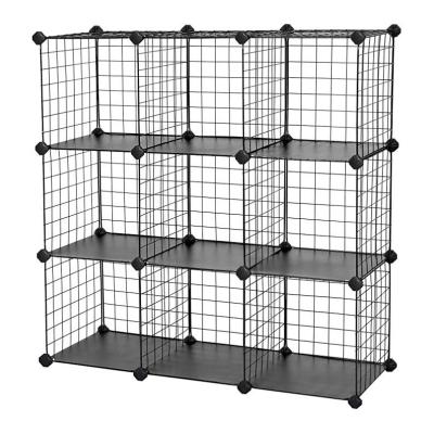 China DIY Stocked 9 Cube Single Cabinet Wire Shelf Metal Storage Shelf Rack for sale