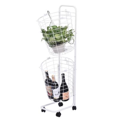 China Metal Rolling 4 Wheels Laundry Storage Trolley Multilayer Wholesale Stackable Basket for sale