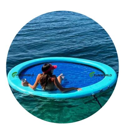 China Comfort in the Water IFUNWOD NEW OEM Air Water IFUNWOD Sun Protection Inflatable Raft Pool Float PVC Pool Float Tanning Lounger With NET for sale