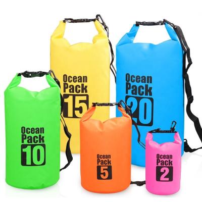 China Funsportgym Durable 15L Outdoor Sport Rafting Lightweight Rolltop Office Dry Backpack Tarpaulin PVC 500D Dry Bags Waterproof For Boating for sale