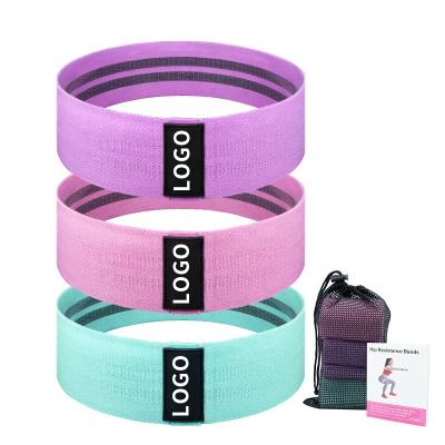 China Durable Customized Logo 3 Pcs/Sets Yoga Exercise Fitness Booty Fabric Elastic Resistance Bands for sale