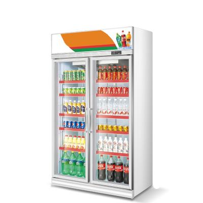 China 2 Door Hot Glass Door Post Single-temperature Commercial Cold Sale Beverage Display Refrigerator Freezer for sale