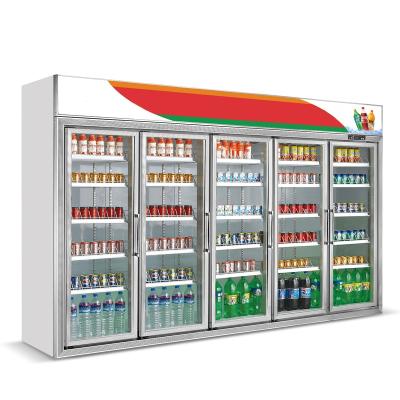 China Single-Temperature Supermarket Commercial Straight Glass Door Energy Beverage Beverage Display Cold Fridge Freezer for sale