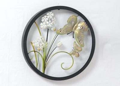 China Living Room Black Round Iron 3D Butterfly Wall Art Metal for sale