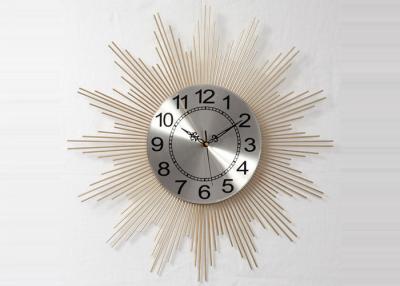 China Office Decorative Gold Sun Circular Metal Wall Art Clock for sale