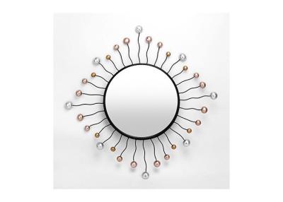 China Square Shape Metal Round Frame Modern Mirrored Wall Art For Home for sale