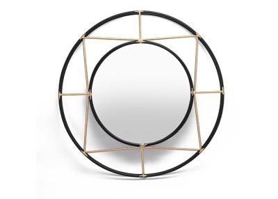 China Home Collection Accent Black And Gold Round Metal Framed Mirror Decorative Wall Mirror for sale