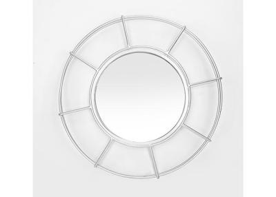 China Layered Round Silver Metal Frame Decorative Wall Mirror Small Size For Wall Decoration for sale