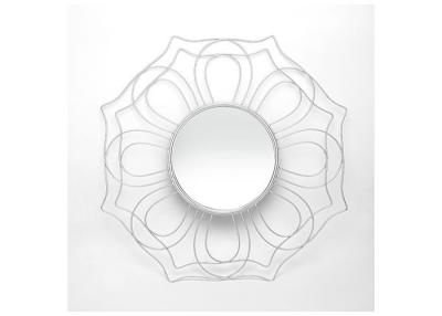 Chine Miroir de mur de conception florale de cadre en métal d'hexagone d'argent de miroir de décor de mur à vendre