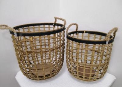 중국 Bamboo Handmade Set Of 2 Basket Storage For Kitchen Or Bathroom 판매용