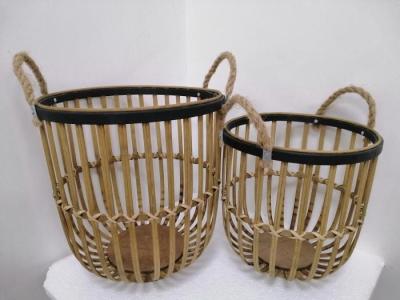 중국 Brown Round Vintage Bamboo Basket Set 판매용