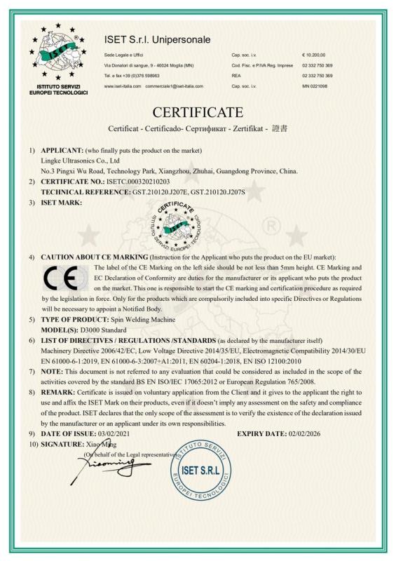 CE - LINGKE ULTRASONICS CO., LTD