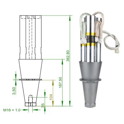 China Other Lingke 15kHz 3200W Converter Ultrasonic Plastics Welding Machine Parts Transducer Booster for sale