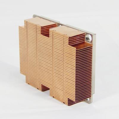 China High Quality Long Life Profile Loop Fin Radiator 2U Copper Server Heatsink With Aluminum Base Plate for sale