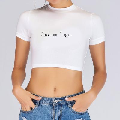 China Custom Logo Print Shirt Women's Crop Tops In Stock Wholesale QUICK DRY Custom Crop Top Women's T-Shirt for sale