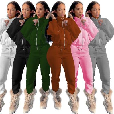 China Autumn QUICK DRY Fashion Full Zipper Tracksuit Plain Sweatsuit 2 Piece Women Fit Tracksuits for sale