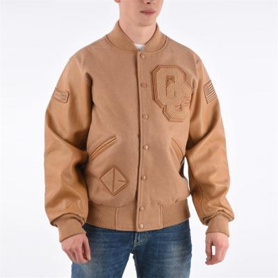 China OEM Viable Custom Embroidered Chenille Patches Leather Sleeves Letterman Bomber Varsity Jacket For Men for sale