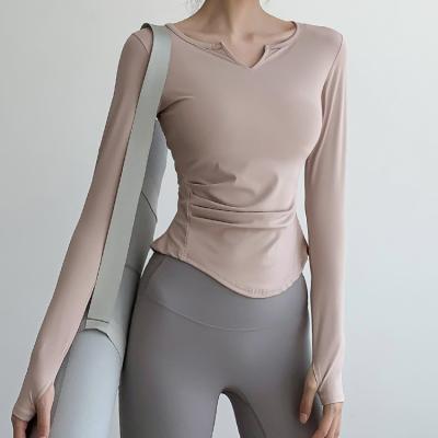 China Wholesale Women Sustainable Fitness Long Sleeve Girls Workout Sports Shirt Quick-Drying Long Sleeve Active Wear Yoga Tops T-Shirt for sale