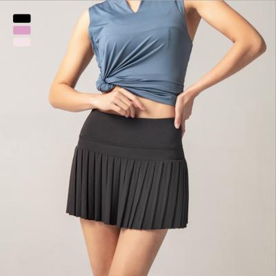 China 2 Girls Quick Dry Pleated Stretch Basic Breathable Sports Tennis Skirt Women's Hot Sale Active Skort With Inner Shorts for sale