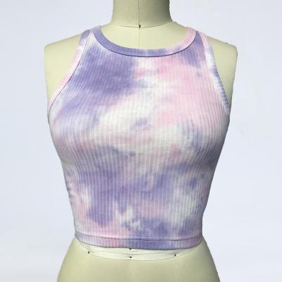 China Breathable Wholesale Custom Tie Dye Cotton Tops Sports For Women for sale