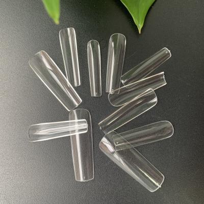 China New Product Easy Apply.popular Long No Straight Artificial C-Curve Square Tips Clear Gel Full Coverage Soft Nail Tips for sale