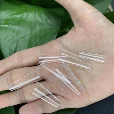 China High Quality Easy Apply.popular 550PCS Traceless Clear Half False Nails Cover No C Curve Short Coffin Nail Tips for sale