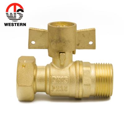 China General Chinese Manufacturer Standard Custom Male Threaded Forging Lock Water Meter Brass Ball Valve With Swivel Nut for sale