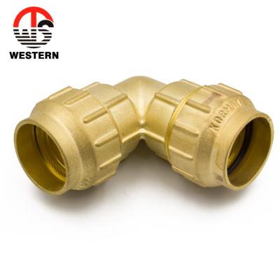 China HPb582A/HPb57-3/CW617N/C37700 OEM& DOM Customized 90 Degree PE Pipe Fitting 25mm Brass Fitting Elbow For Tube for sale