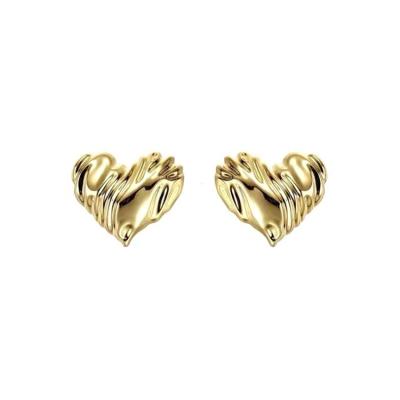 China FASHIONABLE New Design Luxury 18k Gold Plated Irregular Heart Earrings Ear Studs Chunky Textured Jewelry Earrings Thick for sale