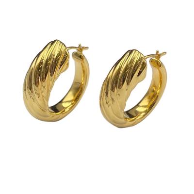 China Trendy European Fashion Jewelry Minimalist 18K Gold C Shape Earrings Circle Chunky Hoop Earrings for sale