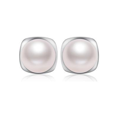 China Best Selling Simple CLASSIC Japanese Akoya Pearl Stud Earrings For Women 18k White Gold for sale