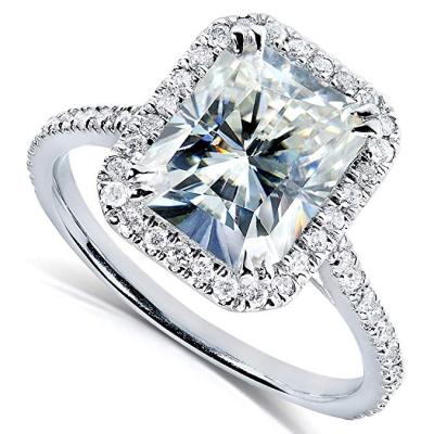 China Moissanite 2ct White Gold CLASSIC Diamond Cut Diamond Stone Engagement Ring for sale