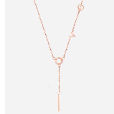 China TRENDY 18k Rose Gold Necklace With Loves Letters Pendant Wholesale Jewelry AU750 for sale