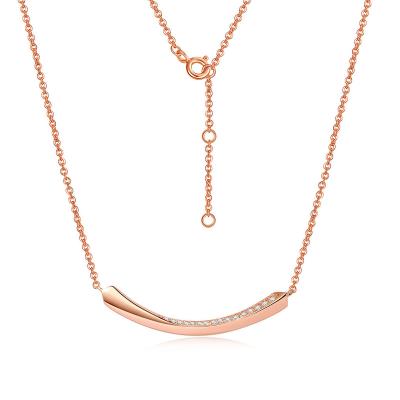 China Smile Gold Women Micro 18k Rose Gold Diamond Necklace Smile Rose Inlay Simple Fashion Clavicle Pendant Chain Au750 for sale