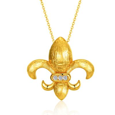 China NO French National Diamond Necklace For Women Natural Iris Jewelry Pure 18k Yellow Gold Flower Design Luxury Pendant for sale