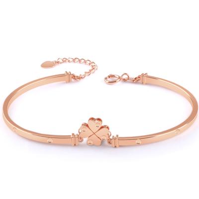 China Real Rose Gold Bracelet Custom Charm TRENDY fashion 18k bracelet with four leaf clover for sale