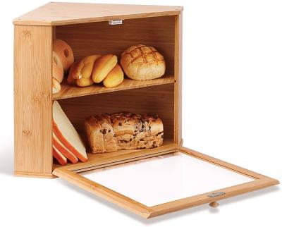 China Sustainable Natural Bamboo Bread Box Food Storage For Kitchen for sale