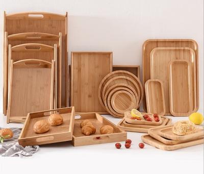 China Sustainable 3 Piece Wooden Trays Serving Bamboo Breakfast Set for sale