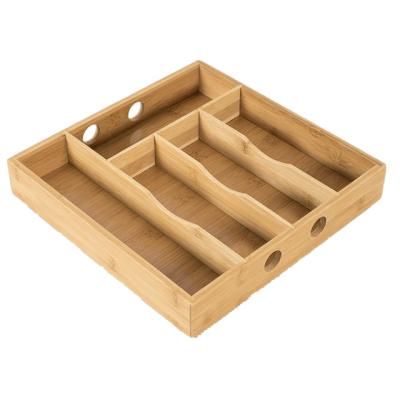 China 2022 New Design Sustainable Kitchen Bamboo Cutlery Tray Drawer Rack for sale