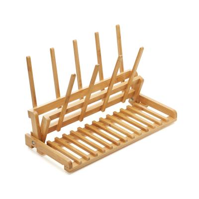 China Sustainable Dish Drying Rack Bowl Bamboo Dish Rack 2 Tier Bamboo Kitchen for sale